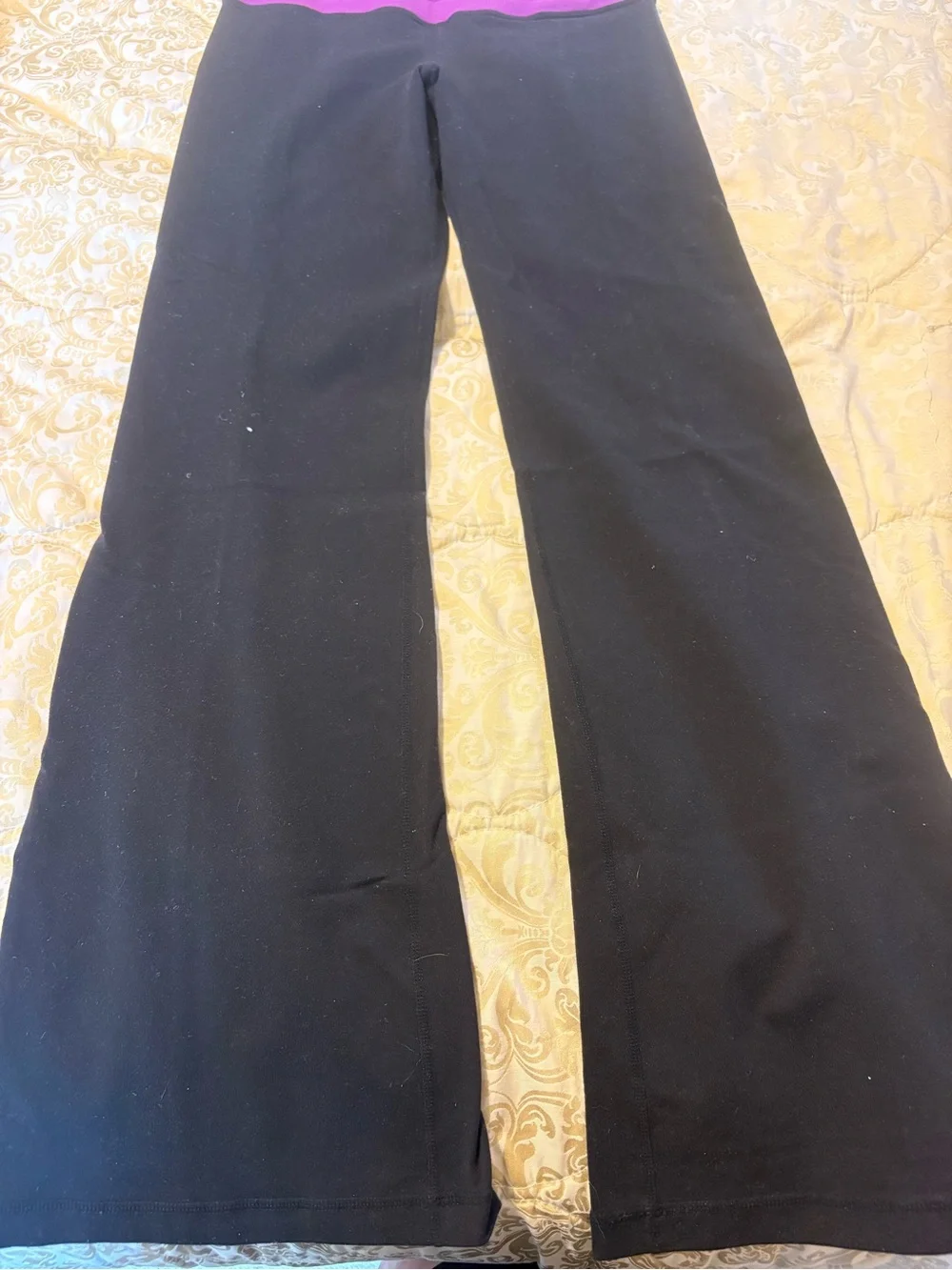 lululemon athletica Black Leggings with Purple Waistband